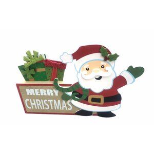 SANTA CLAUS WOODEN CHRISTMAS TABLETOP CENTERPIECE DECORE 14" X 8"